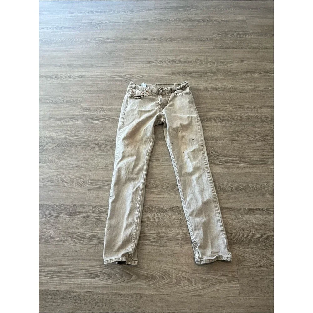 Levi’s 511 Slim Khaki Jeans Mens 32x34 Beige Stretch Denim Distressed Pants